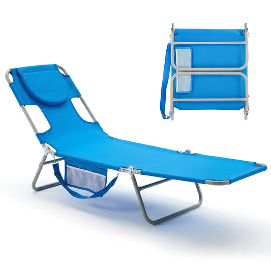 JHK 5-Position Beach Lounger With Face Holes And Handrails