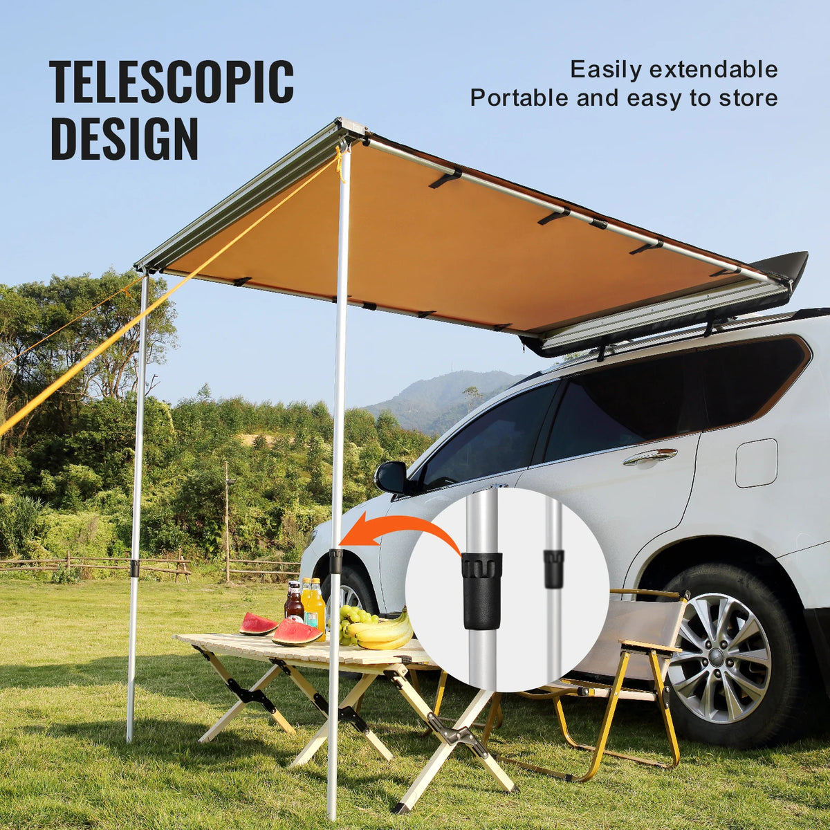 SucceBuy Retractable Vehicle Awning With Waterproof Storage Bag