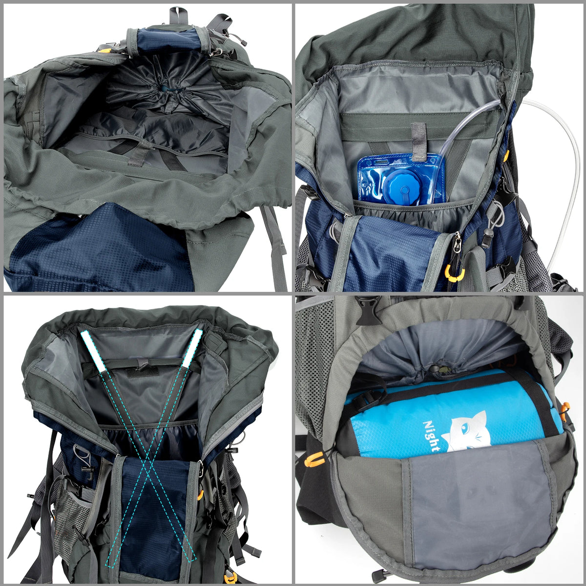 Night Cat Waterproof Internal Frame Hiking Backpack For Outdoor Travel