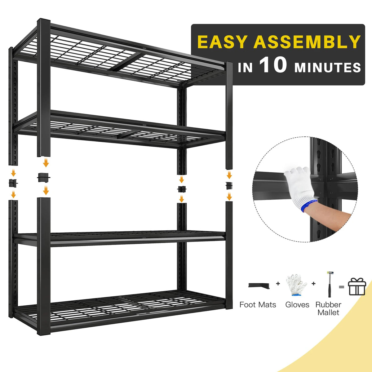 Sarenzoon Sturdy Metal Rack With Four Shelves For Garage Storage