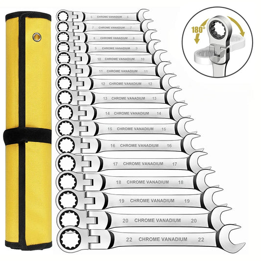 72 Tooth Carbon Steel Double Ended Ratchet Wrench Set