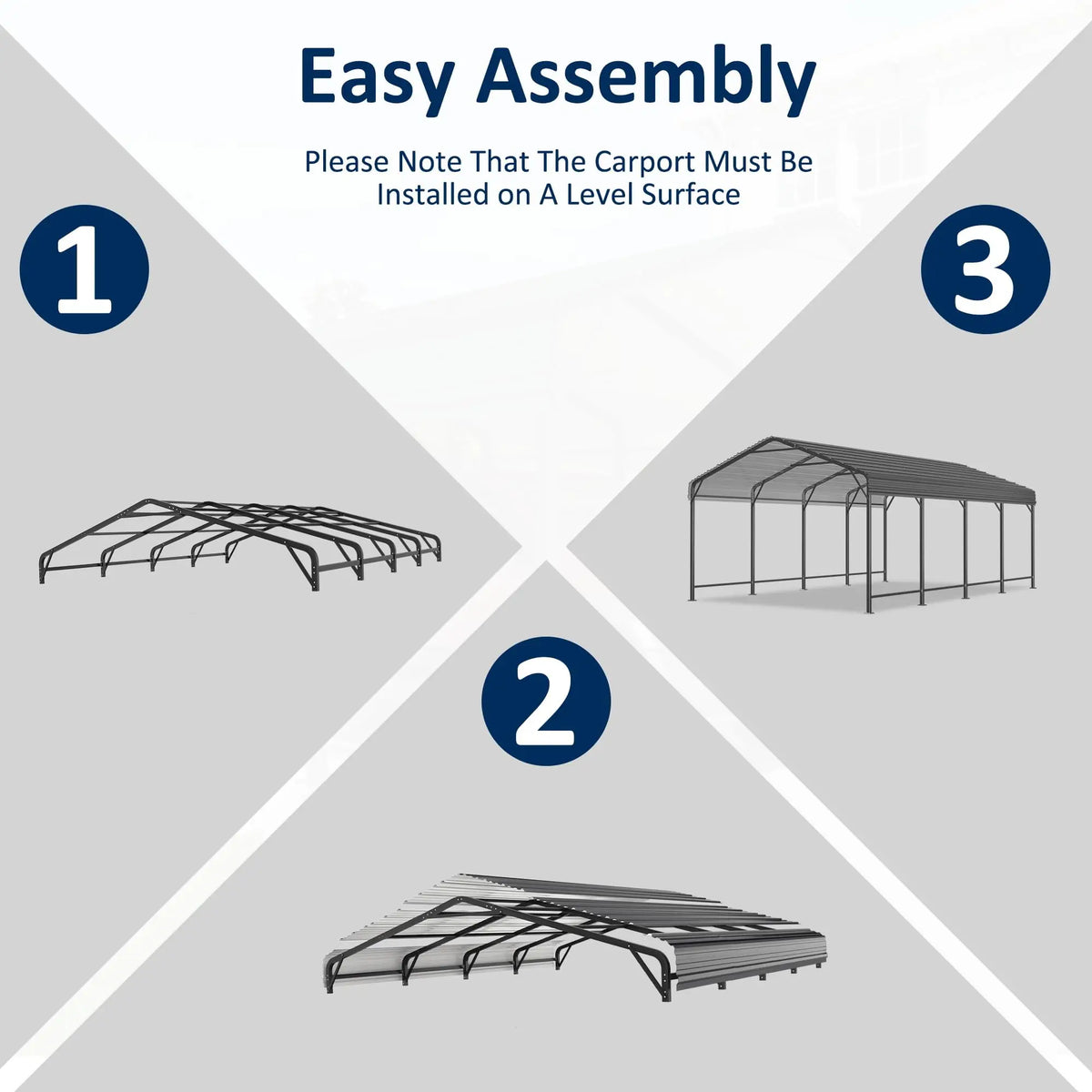 Viwat Heavy Duty Metal Carport With Galvanized Steel Frame