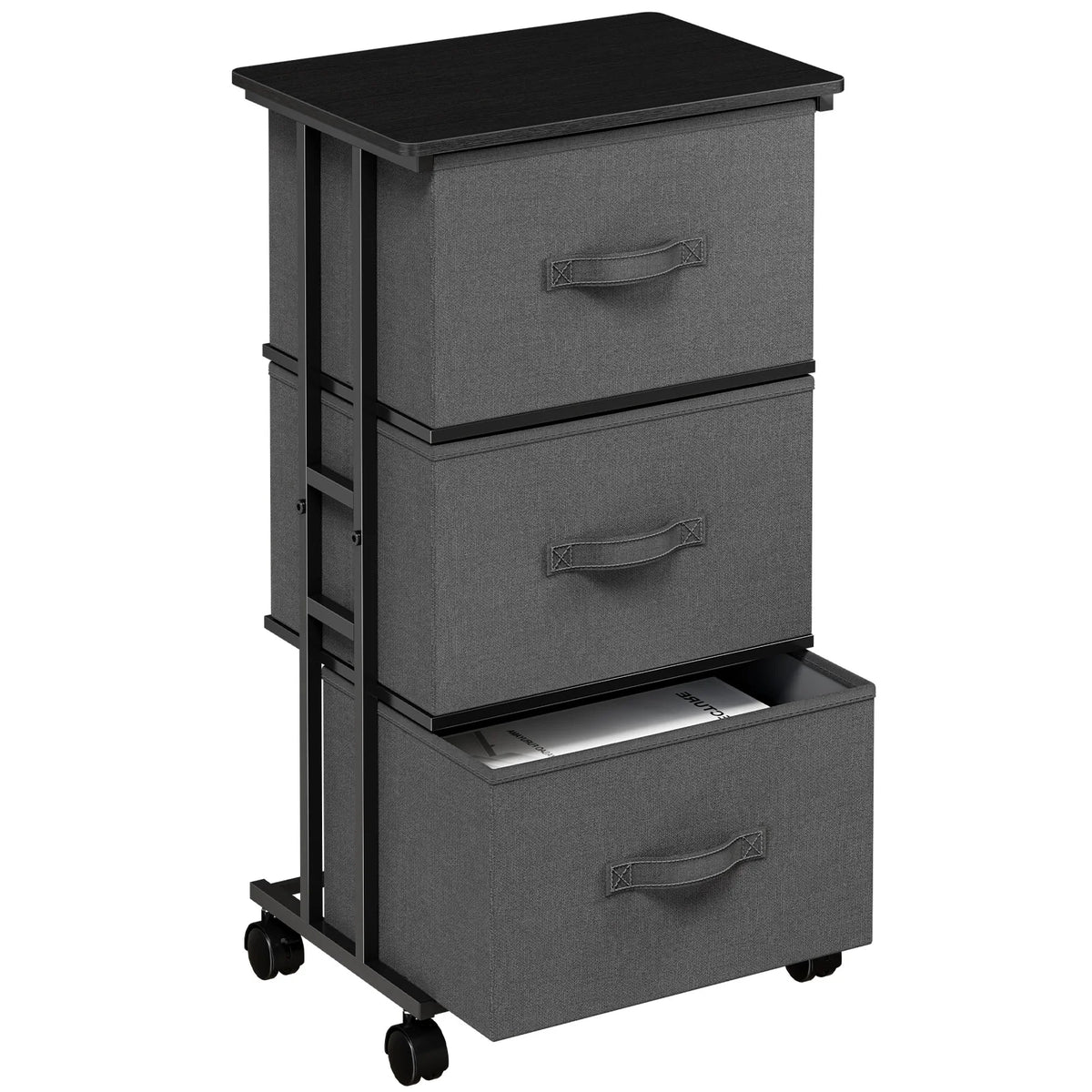 JHK 3 Drawer Rolling Dresser Storage Cabinet Steel Frame Organizer