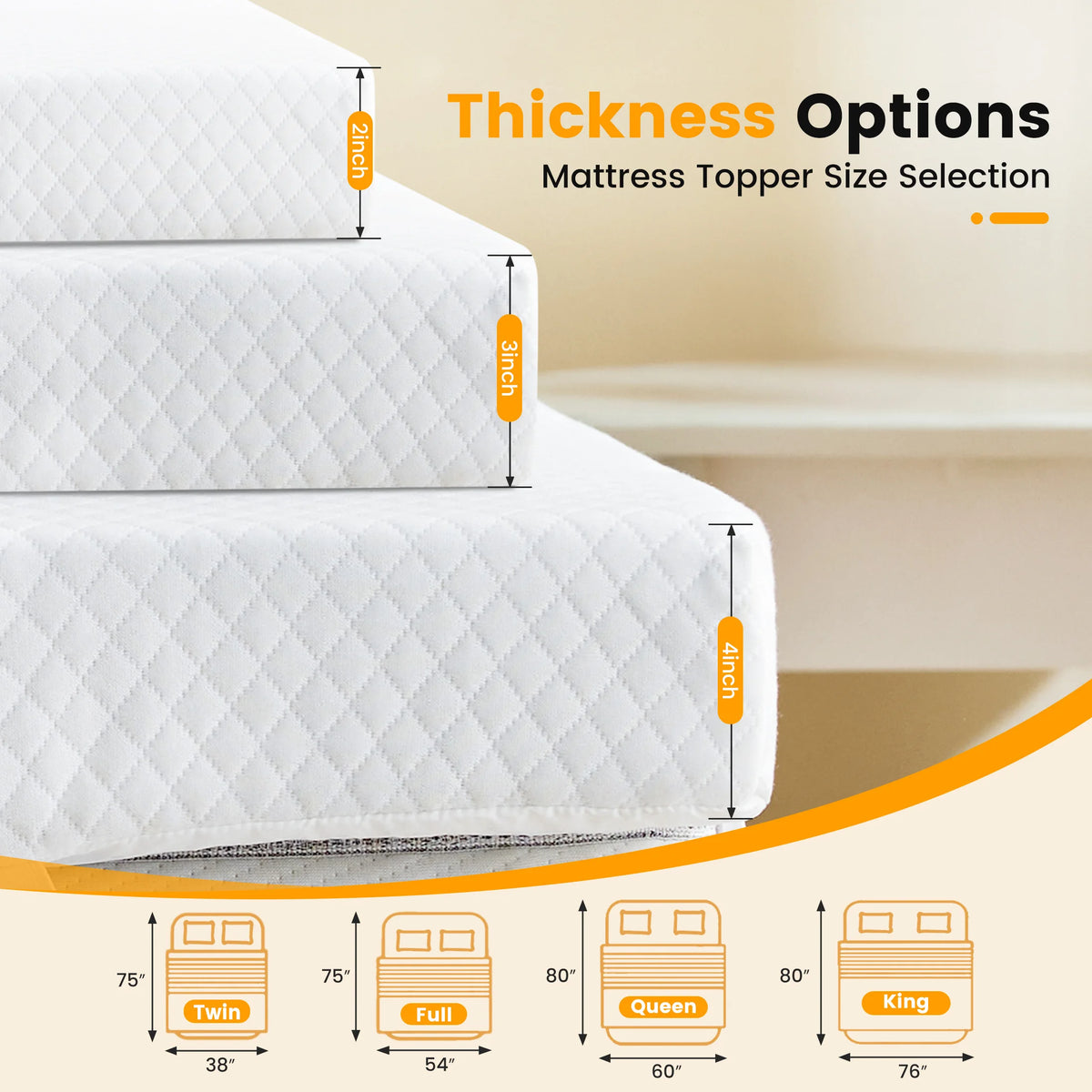 JHK Premium Gel Memory Foam Cooling Mattress Topper
