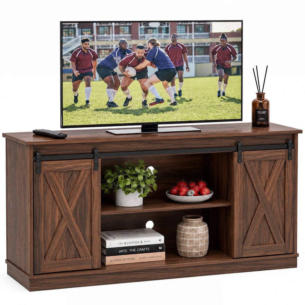 MCQ Wooden TV Console Cabinet Storage Shelves Living Room Furniture