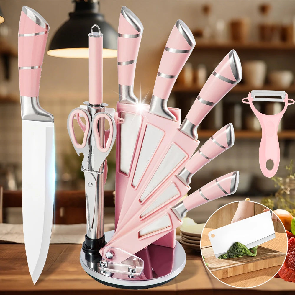 ZENG 9-Piece Stainless Steel Kitchen Knife Set With Accessories