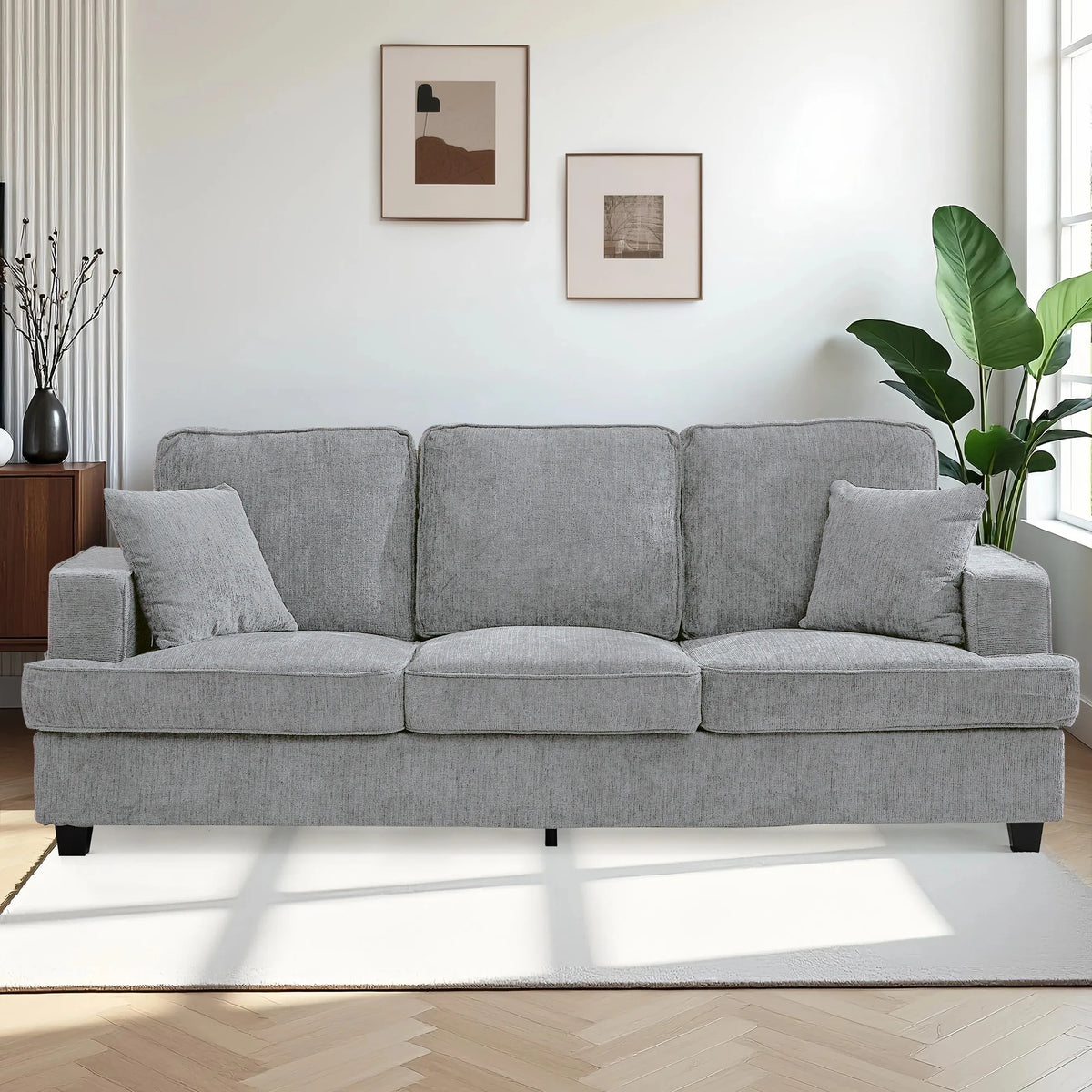 Modern Chenile Cloud Couch Sofa Featuring Sturdy Wooden Frame