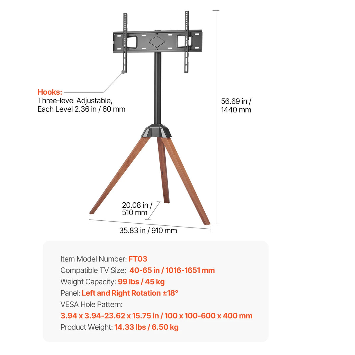 SucceBuy Portable Rolling TV Stand With Smooth Wheels