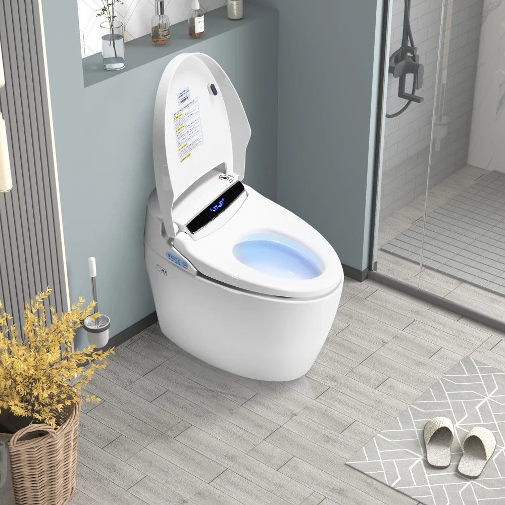 Automatic Ceramic Smart Toilet With Heated Bidet And Auto Lid