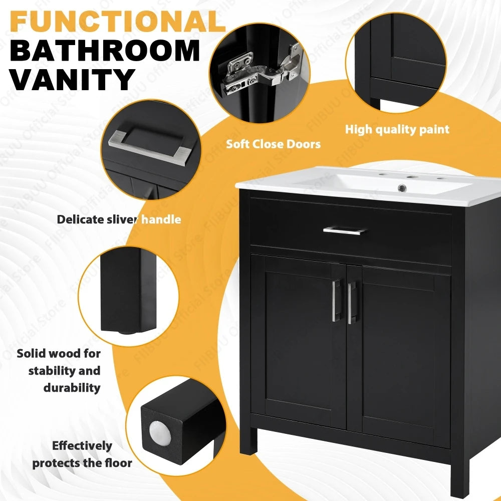 Slofy Bathroom Vanity With Ceramic Sink And Soft Close Storage