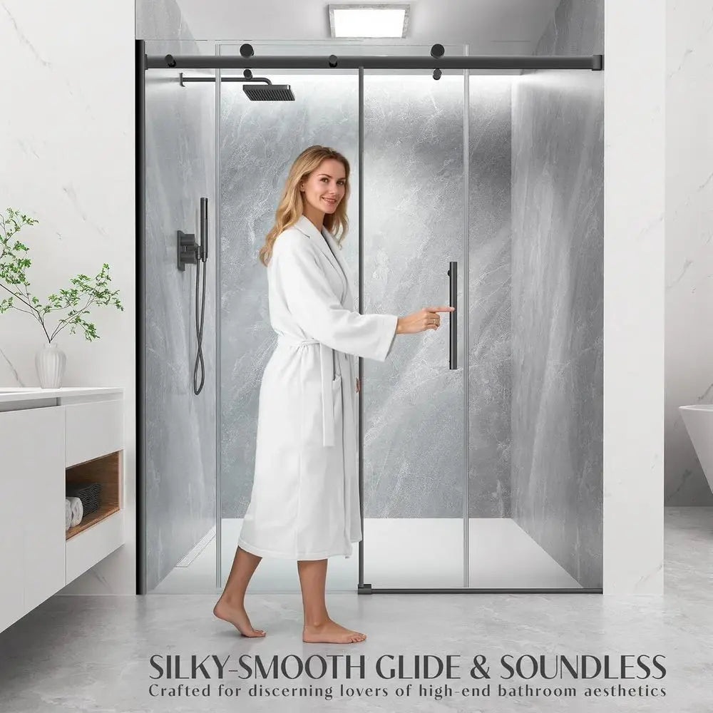 Single Sliding Shower Door With Tempered Glass Panel