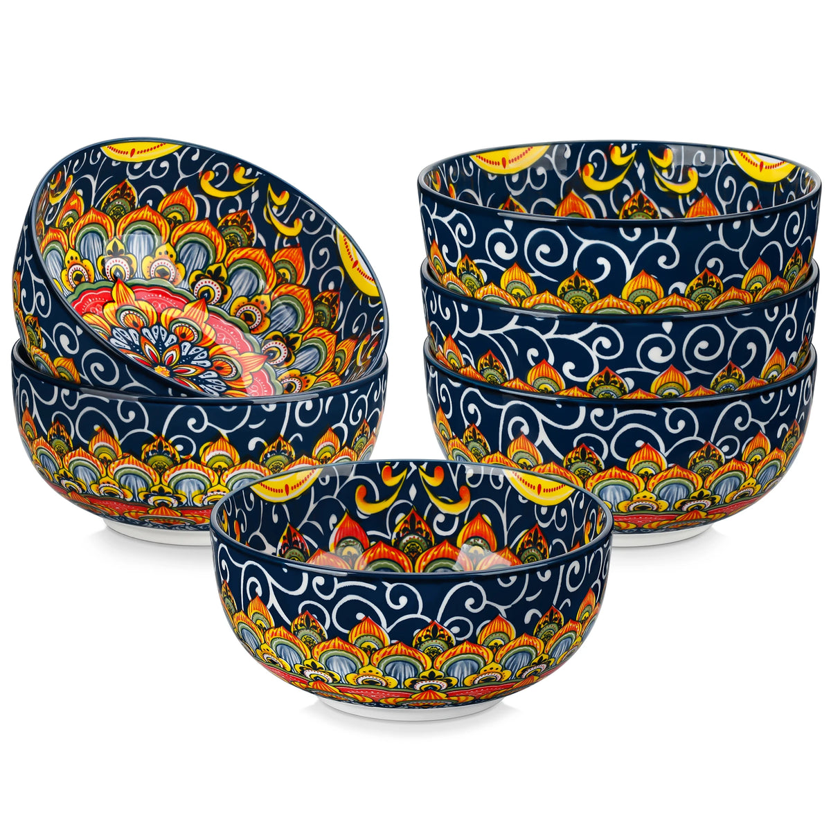 Malacasa Porcelain Cereal Bowl Set Featuring Elegant Floral Design