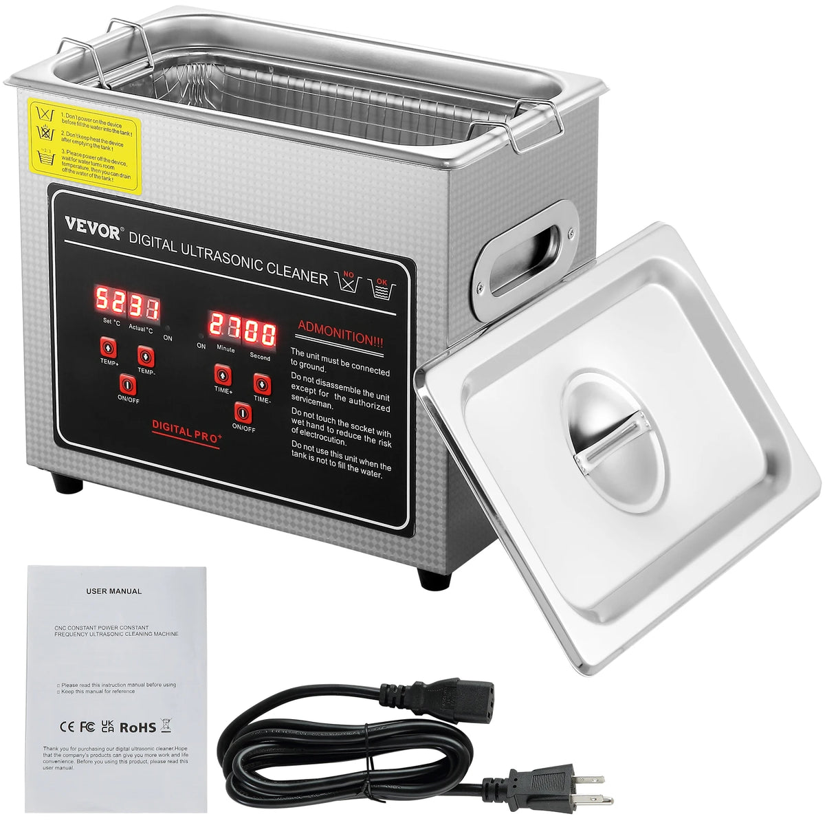 SucceBuy Stainless Steel Ultrasonic Cleaner Portable Home Appliance