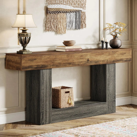 Tribesigns Farmhouse Console Table With Sturdy U Shaped Base