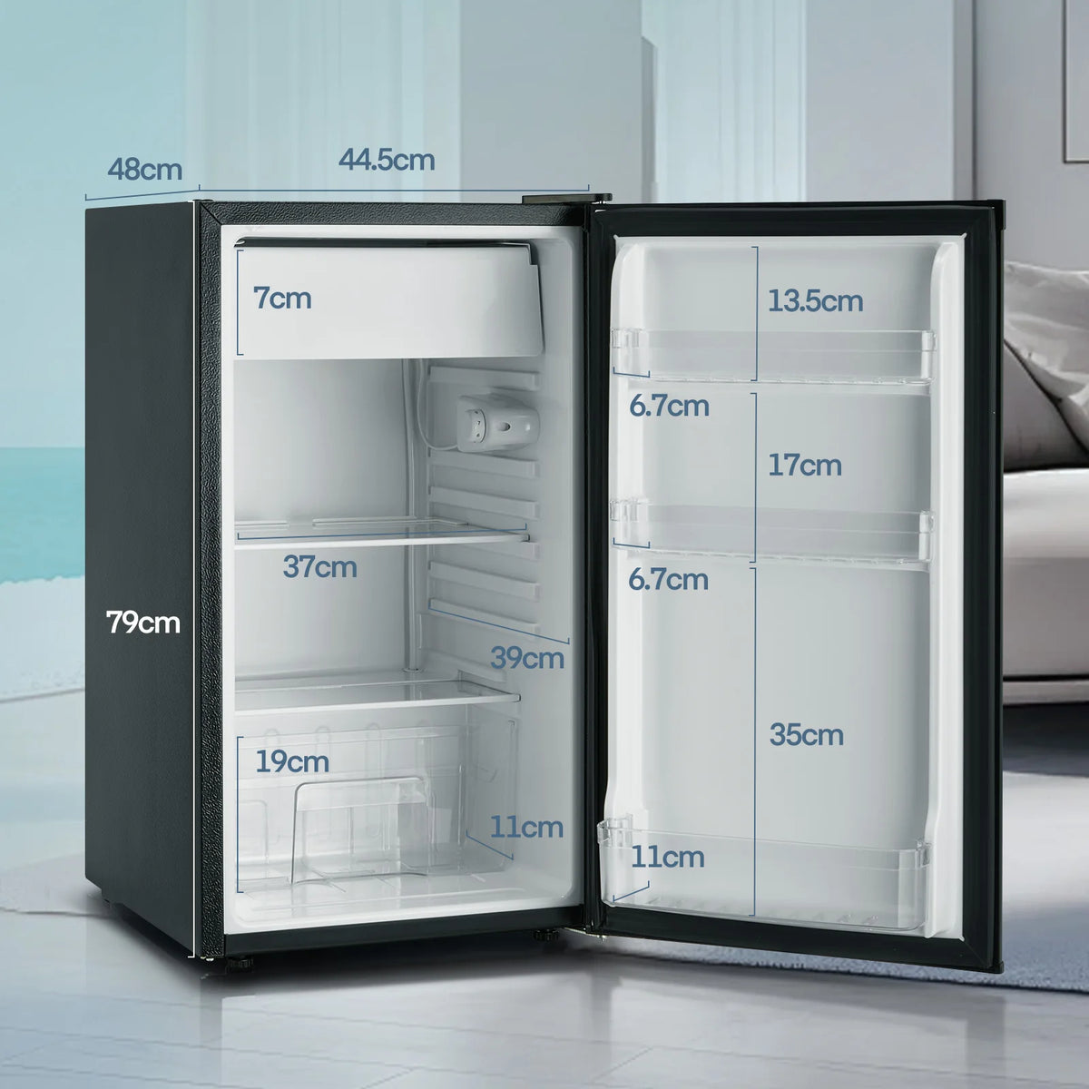 FOHERE Refrigerator and Freezer With Adjustable Thermostat and Glass Shelves