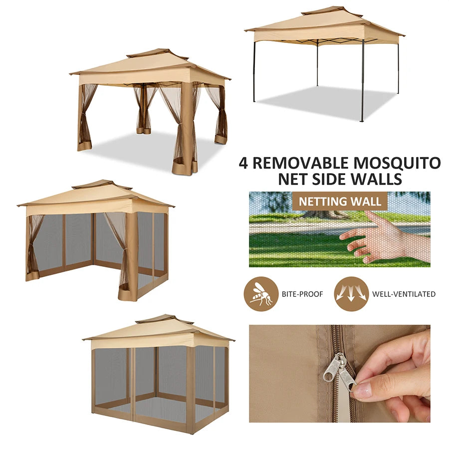 Tooluck Pop Up Gazebo With Mosquito Netting And Double Ventilation